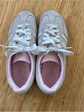 Adidas Women's Gazelle Sneakers in Light Pink and Cream